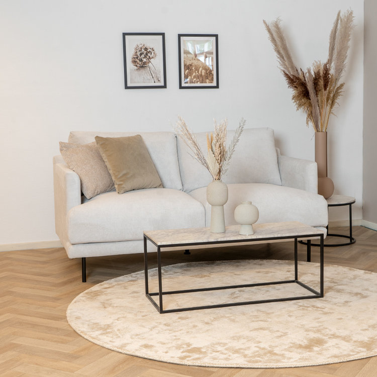 Scandinavische bank 2,5-zits Denver off white stof gemêleerd