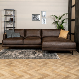 Industriële hoekbank Denver bruin eco-leer rechts