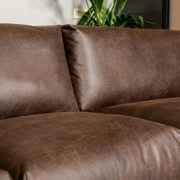 Industriële hoekbank Denver bruin eco-leer rechts