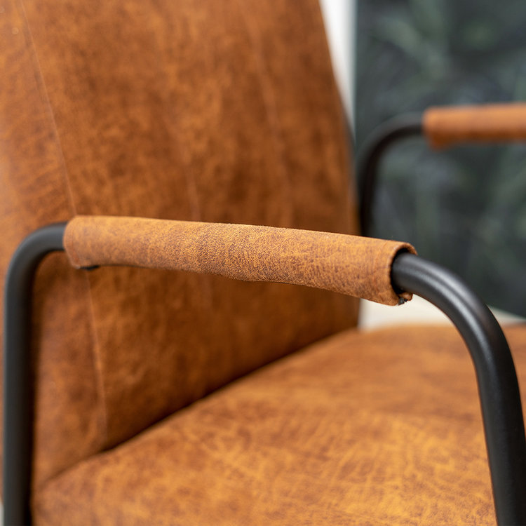 Eetkamerstoel met wieltjes Mila eco-leer cognac