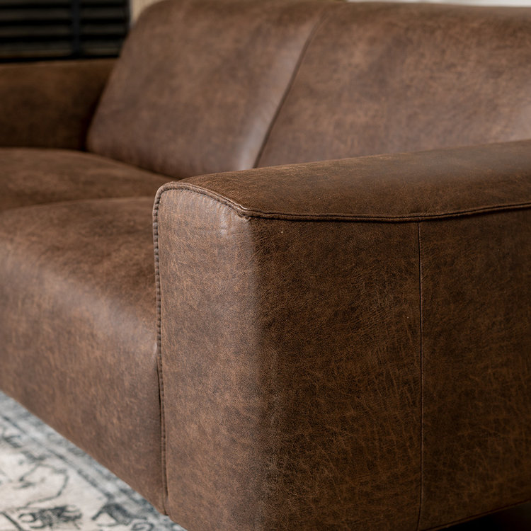 Industriële bank 2,5-zits Vegas eco-leer bruin