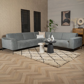 Scandinavische hoekbank Vegas antraciet stof gemêleerd links/rechts