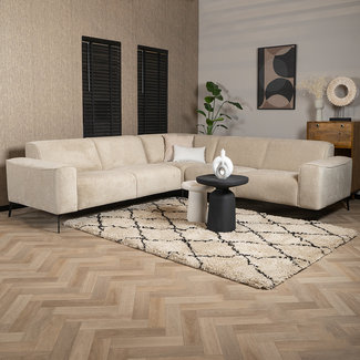 Scandinavische hoekbank Vegas taupe stof gemêleerd links/rechts
