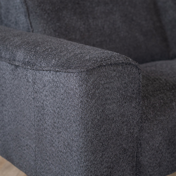 Scandinavische hoekbank Vegas bouclé zwart links/rechts