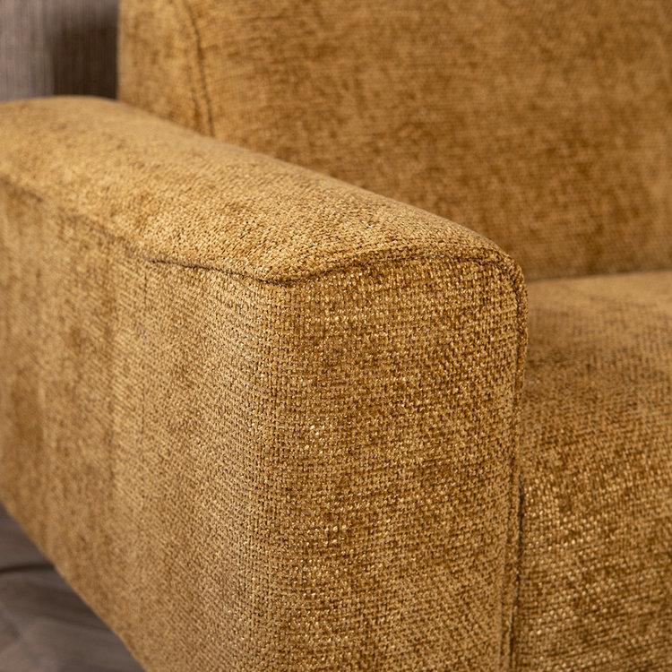 Hoekbank Vegas okergeel stof chenille links/rechts