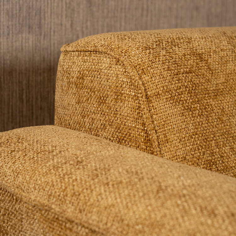 Hoekbank Vegas okergeel stof chenille links/rechts