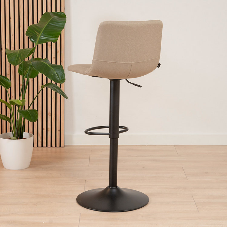 Scandinavische barkruk Eva draaibaar gerecyclede stof taupe 60-76 cm