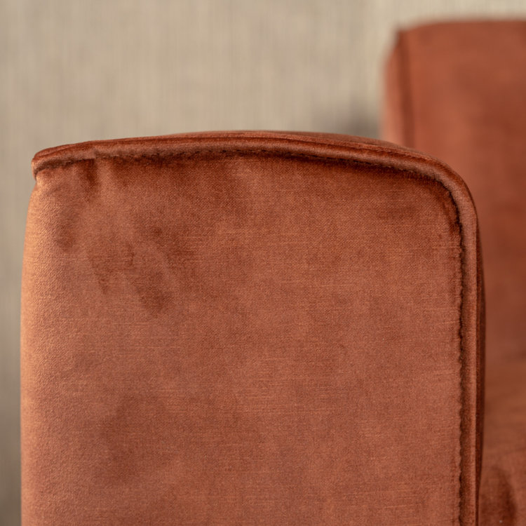 Velvet hoekbank Vegas koper links/rechts