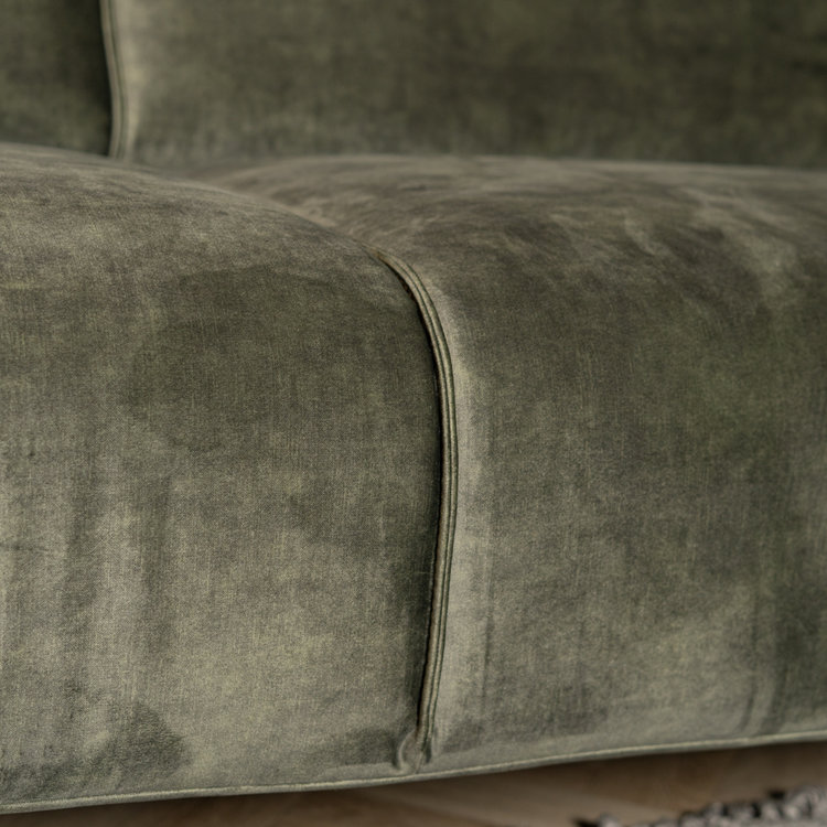 Velvet hoekbank Vegas groen links/rechts