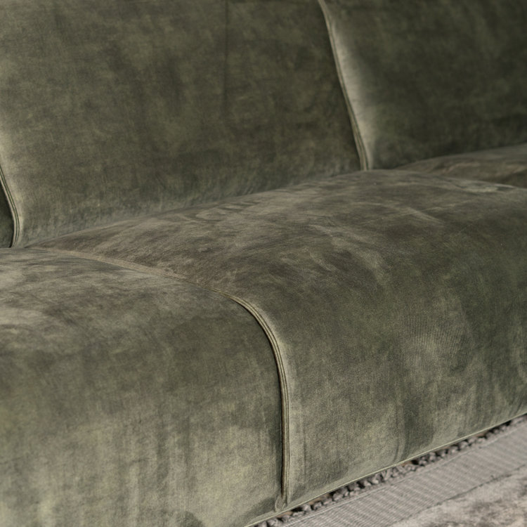 Velvet hoekbank Vegas groen links/rechts