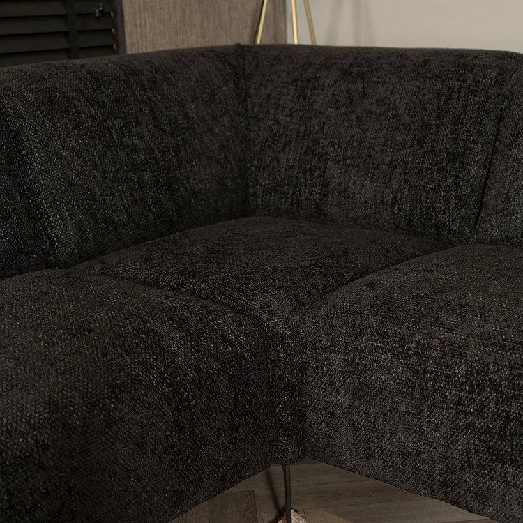 Hoekbank Vegas zwart stof chenille links/rechts