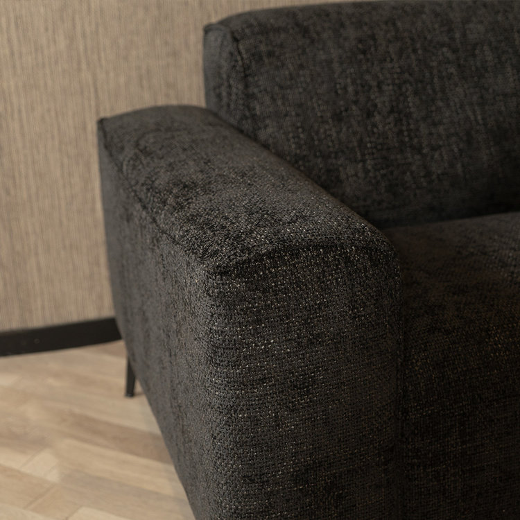 Hoekbank Vegas zwart stof chenille links/rechts