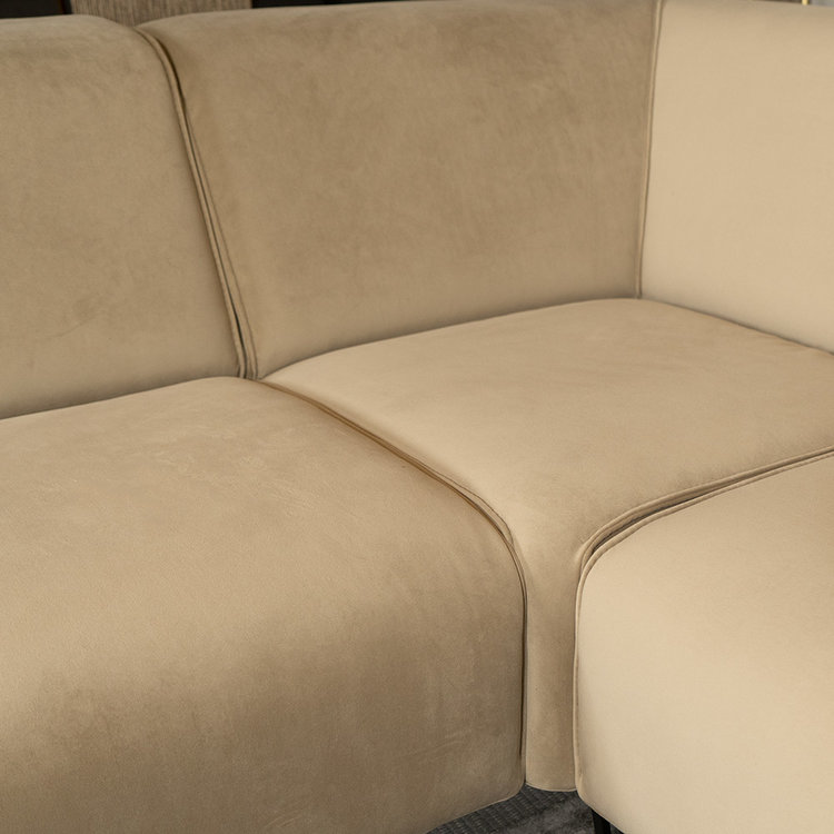 Velvet hoekbank Vegas beige links/rechts