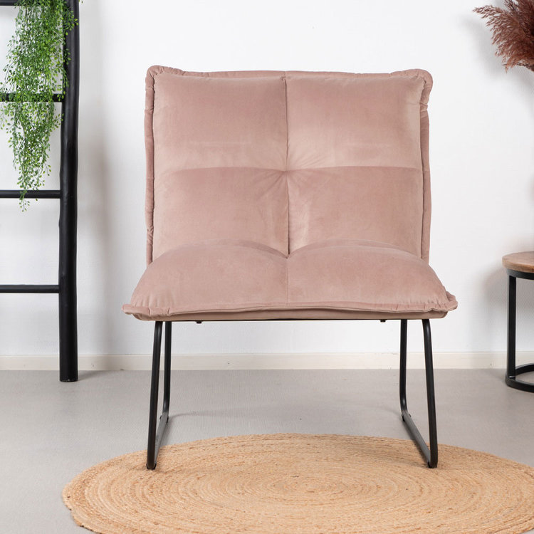 Velvet fauteuil Malaga roze
