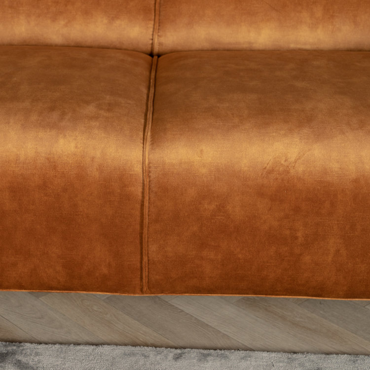 Velvet hoekbank Vegas okergeel links/rechts