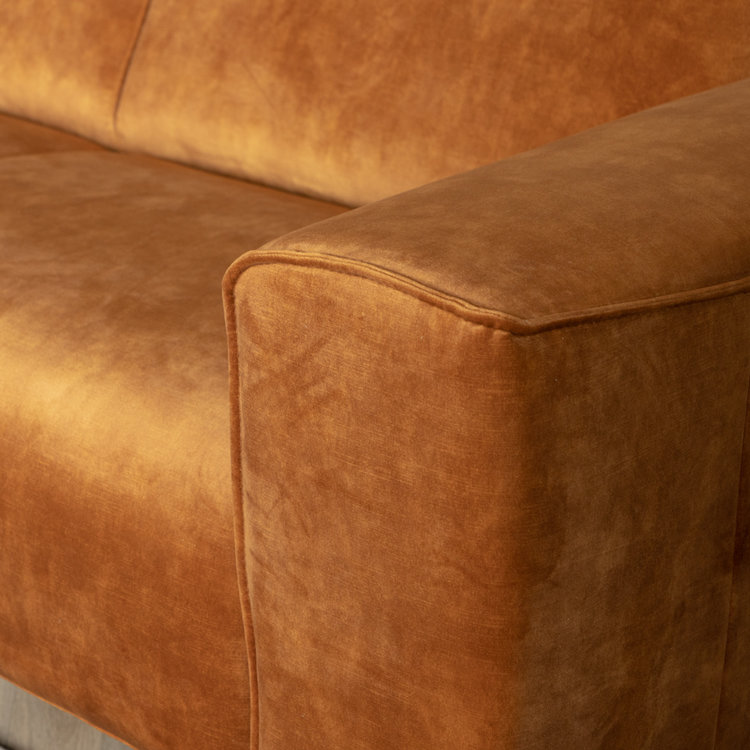 Velvet hoekbank Vegas okergeel links/rechts