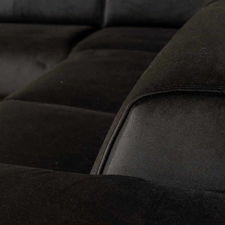 Velvet hoekbank Vegas zwart links/rechts