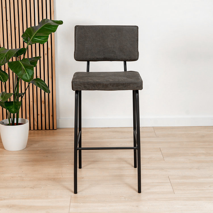 Industriële barkruk Espen antraciet eco-leer 64-77 cm