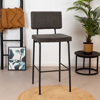 Industriële barkruk Espen antraciet eco-leer 64-77 cm