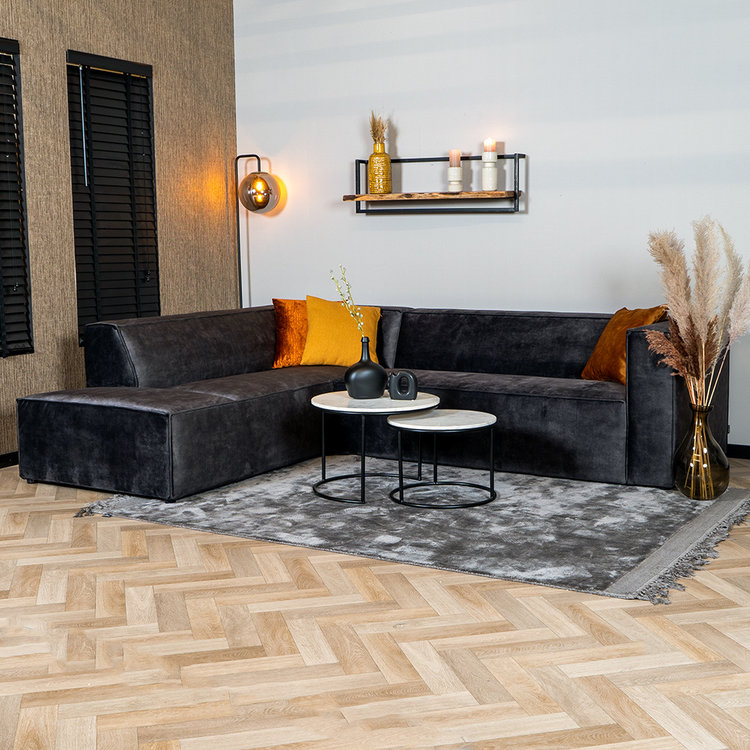 Velvet hoekbank Memphis antraciet links