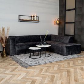 Velvet hoekbank Memphis antraciet rechts