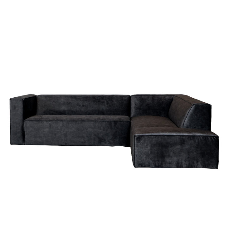 Velvet hoekbank Memphis antraciet rechts