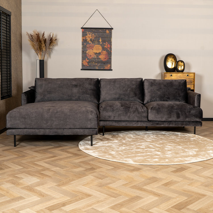 Velvet hoekbank Denver antraciet links