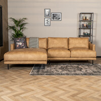 Industriële hoekbank Denver beige eco-leer links