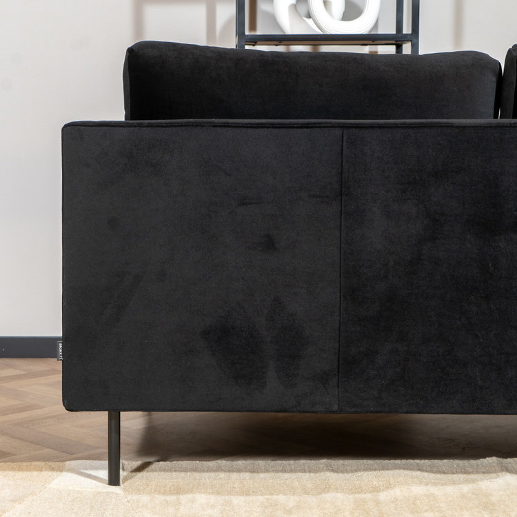 Velvet hoekbank Denver zwart links