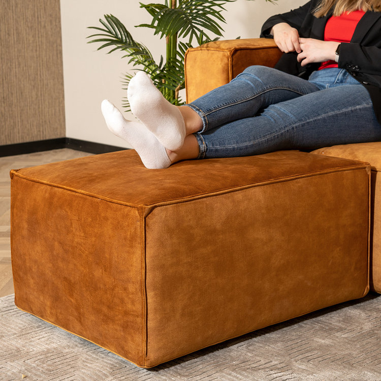 Hocker Memphis velvet okergeel