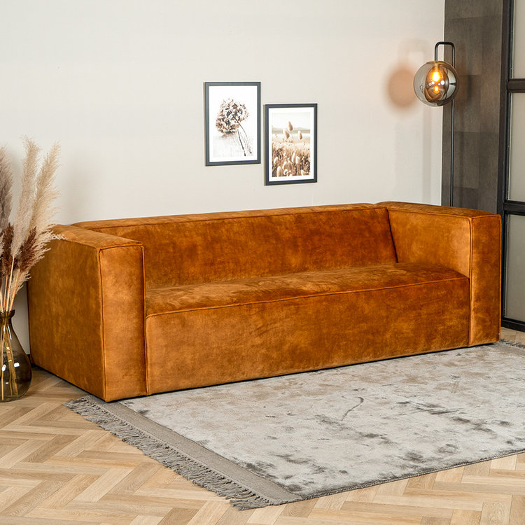 Velvet bank Memphis 3-zits okergeel