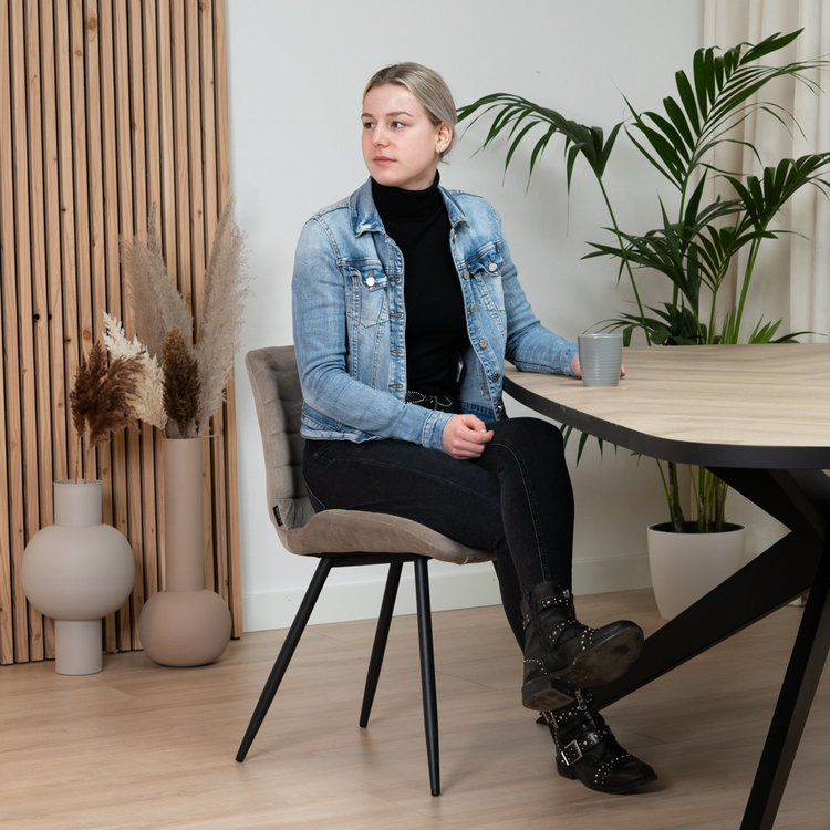 Velvet eetkamerstoel Toby zwart