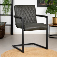 Industriële eetkamerstoel Diamond zwart/antraciet eco-leer