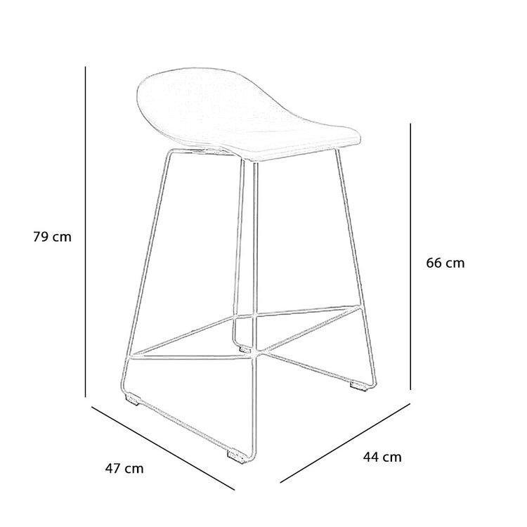 Scandinavische Barkruk Ellen geel 66cm