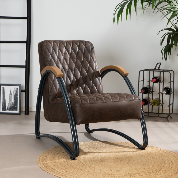 Industriële fauteuil Ivy eco-leer bruin