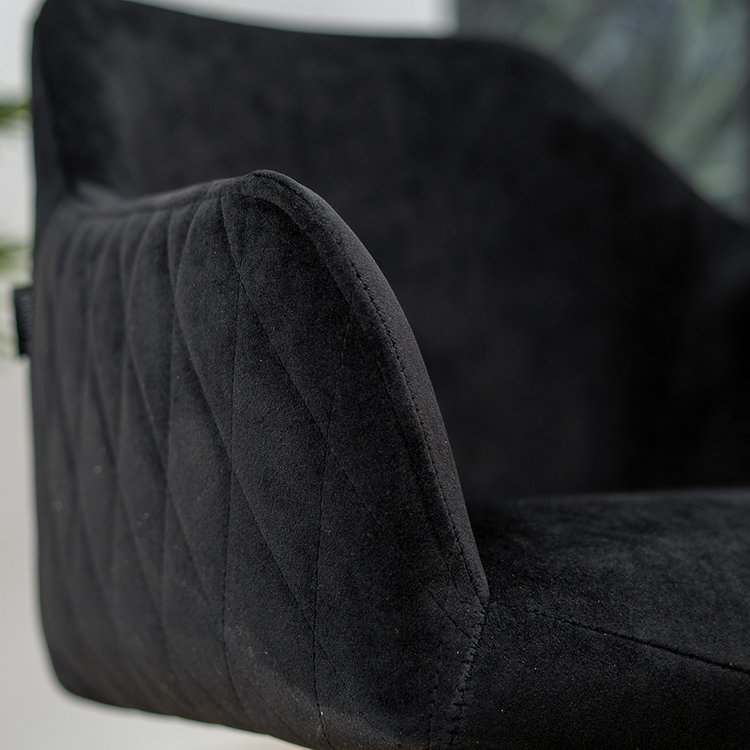 Eetkamerstoel met wieltjes Quinn zwart velvet