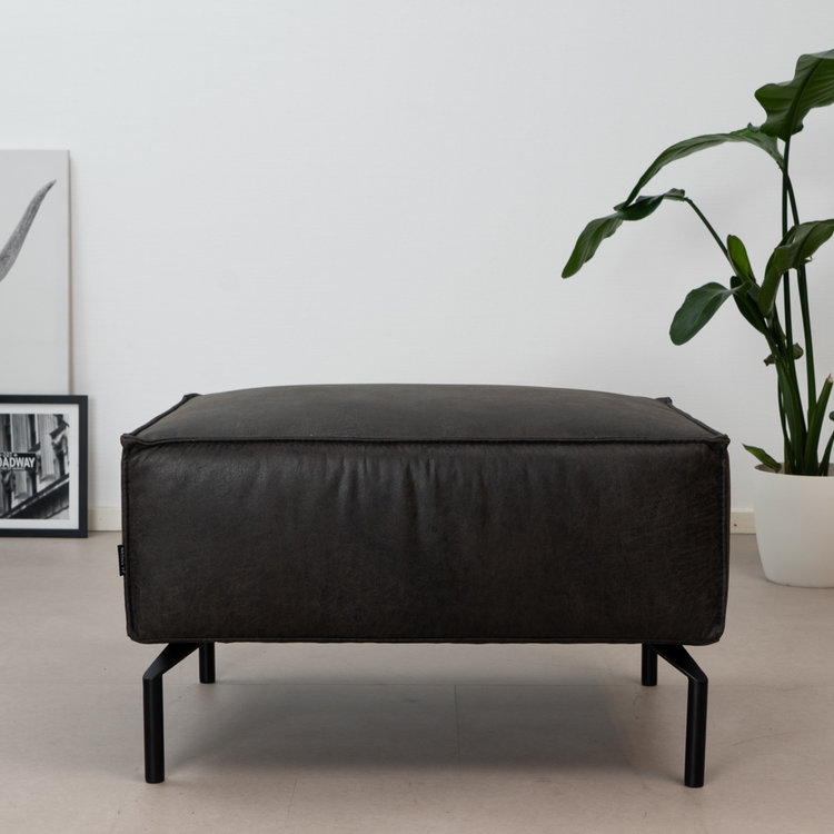 Hocker Kansas eco-leer antraciet