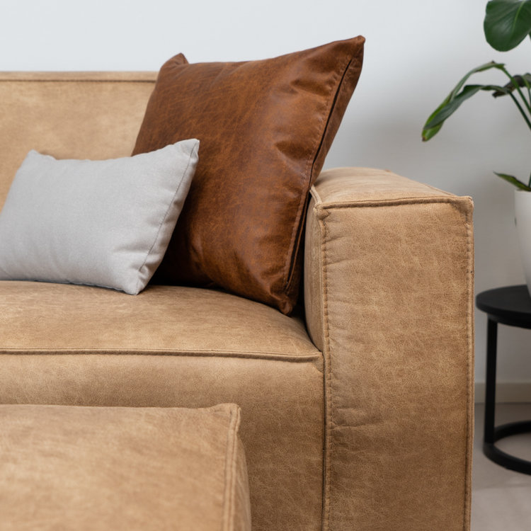 Industriële bank 3-zits Kansas eco-leer beige