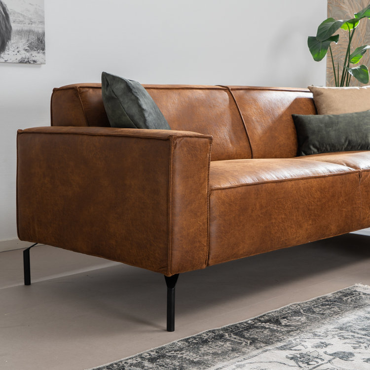 Industriële bank 3-zits Kansas eco-leer cognac