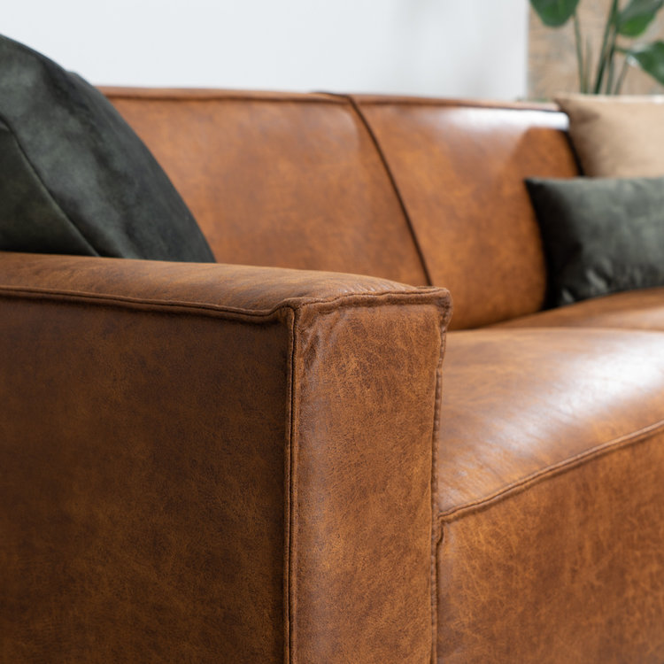 Industriële bank 3-zits Kansas eco-leer cognac