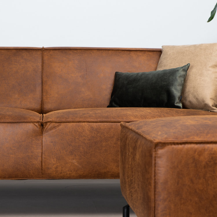 Industriële bank 3-zits Kansas eco-leer cognac