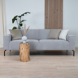 3-zitsbank Kansas lichtgrijs ribstof