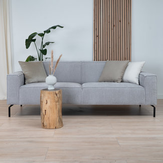 3-zitsbank Kansas lichtgrijs ribstof