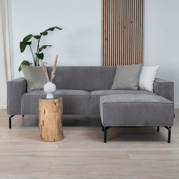 3-zitsbank Kansas taupe ribstof