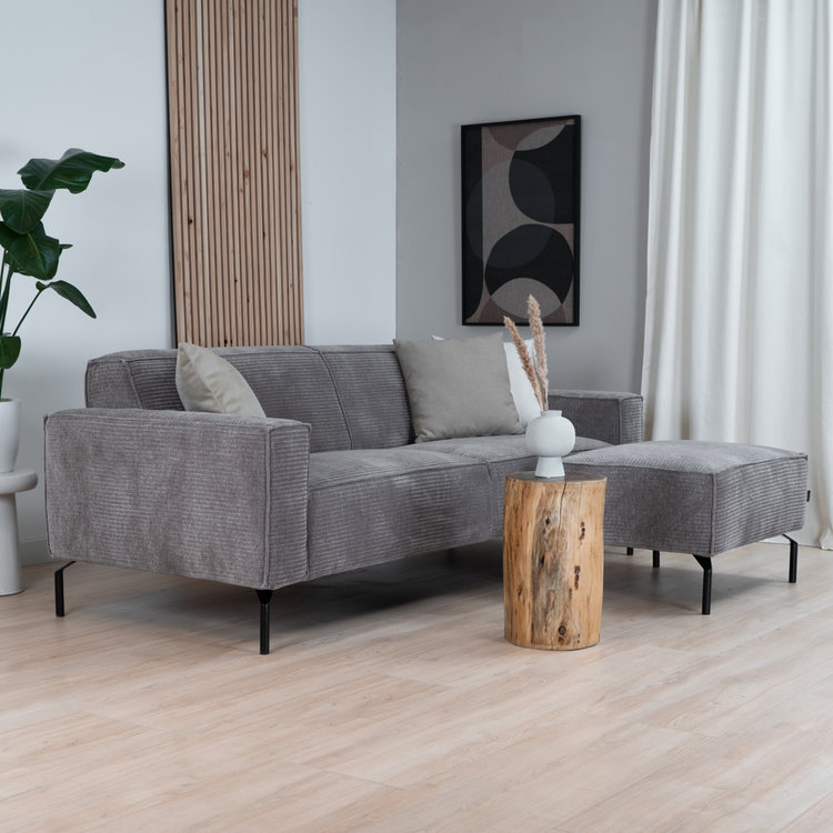 3-zitsbank Kansas taupe ribstof