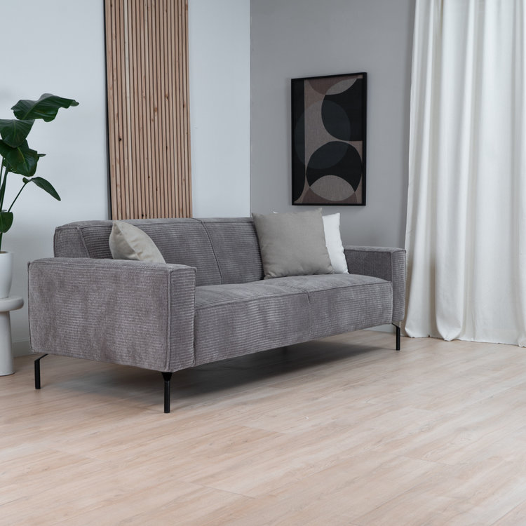 3-zitsbank Kansas taupe ribstof