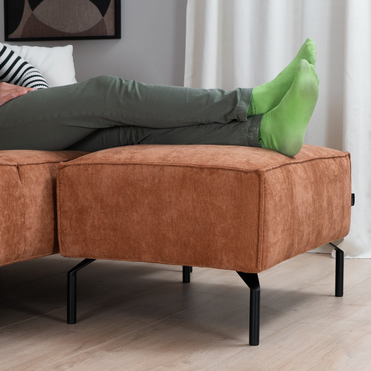 Hocker Kansas stof gemêleerd terracotta