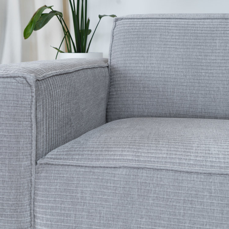 3-zitsbank Kansas lichtgrijs ribstof