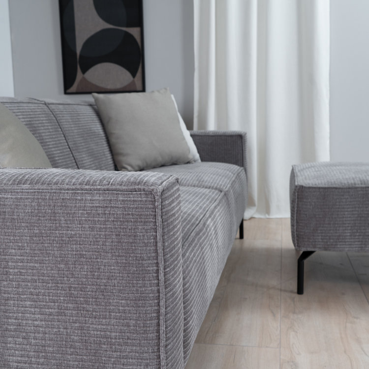 3-zitsbank Kansas taupe ribstof