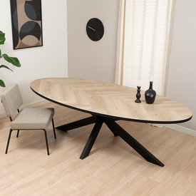 Visgraat eettafel ovaal Joren PVC 280 x 110 cm